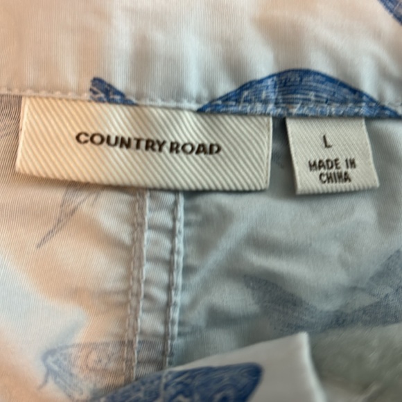 Country Road Blue and White Board Shorts with Nautical Fish Print, Size Large - Picture 2 of 6